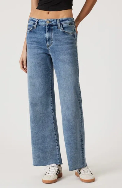 Mavi Jeans Raw Hem High Waist Wide Leg Jeans In Light Brushed Tribeca