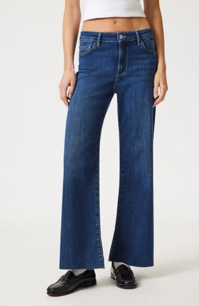 Mavi Jeans Raw Hem High Waist Wide Leg Jeans In Mid Brushed Supersoft