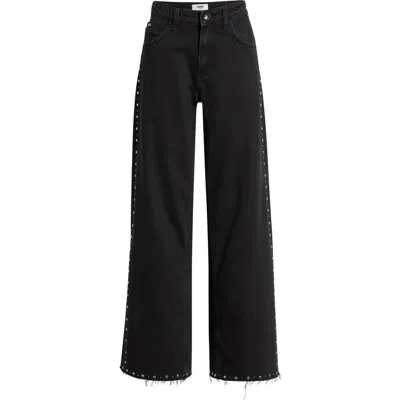 Mavi Jeans Rebecca Stud Seam Wide Leg Jeans In Black