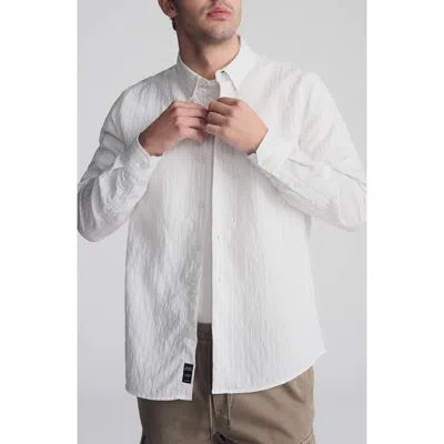 Mavi Jeans Regular Fit Stripe Button-up Shirt In White