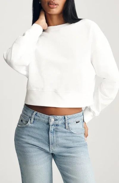 Mavi Jeans Relaxed Crop Cotton Sweatshirt In White
