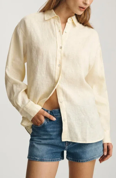 Mavi Jeans Relaxed Fit Linen Button-up Shirt In Yellow