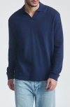 Mavi Jeans Relaxed Fit Polo Collar Long Sleeve Cotton Top In Blue