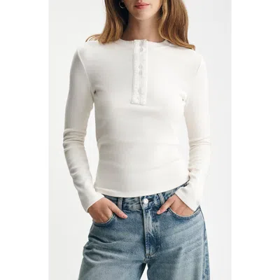 Mavi Jeans Rib Henley Top In White