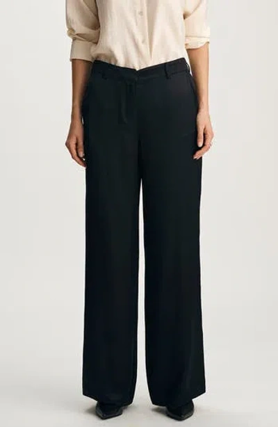 Mavi Jeans Satin Wide Leg Pants In Black