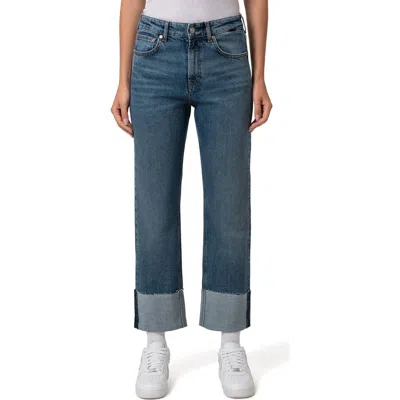 Mavi Jeans Savannah Cuff High Waist Raw Hem Wide Leg Jeans In Shaded Classic Blue