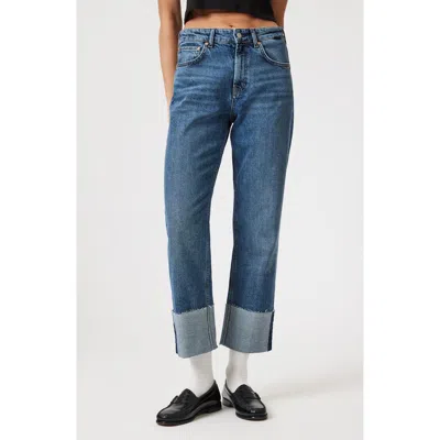 Mavi Jeans Savannah Cuff High Waist Raw Hem Wide Leg Jeans In Shaded Classic Blue