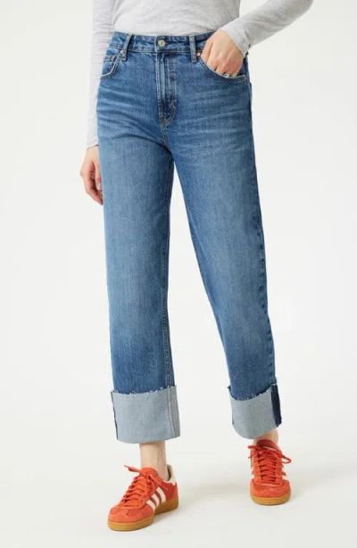 Mavi Jeans Savannah Cuff High Waist Raw Hem Wide Leg Jeans In Shaded Classic Blue