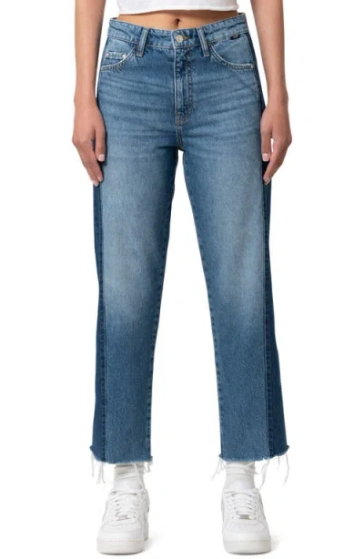 Mavi Jeans Savannah High Waist Raw Hem Crop Relaxed Straight Leg Jeans In Mix Blue