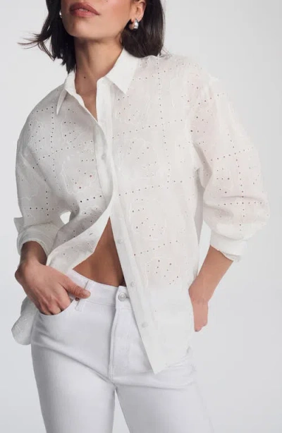 Mavi Jeans Scallop Eyelet Cotton Button-up Shirt In White