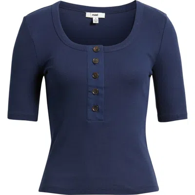 Mavi Jeans Scoop Neck Henley Tee In Blue