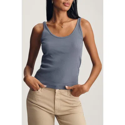 Mavi Jeans Scoop Neck Stretch Cotton Rib Tank In Gray