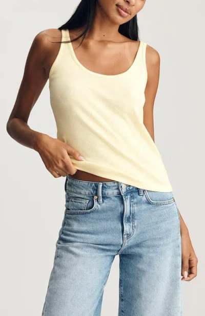 Mavi Jeans Scoop Neck Stretch Cotton Rib Tank In Yellow