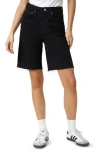 Mavi Jeans Selina High Waist Raw Hem Cutoff Denim Bermuda Shorts In Black Denim