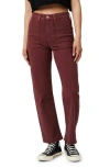 Mavi Jeans Shelia High Waist Relaxed Straight Leg Twill Pants In Port Luxe Twill