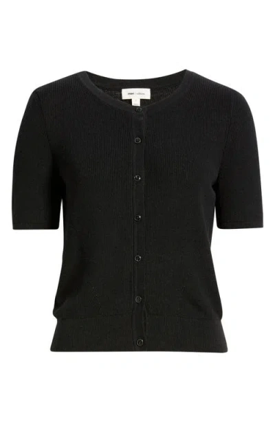 Mavi Jeans Short Sleeve Cotton Blend Cardigan In Black
