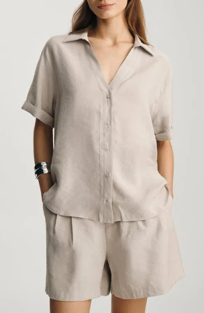 Mavi Jeans Short Sleeve Modal Blend Shirt In Gray