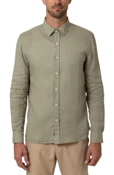 Mavi Jeans Slim Fit Long Sleeve Linen Button-up Shirt In Green
