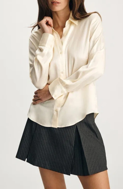 Mavi Jeans Slim Fit Silk Button-up Shirt In Neutral