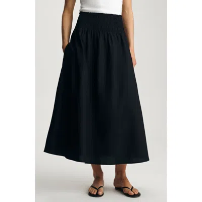 Mavi Jeans Smocked Flare Maxi Skirt In Black