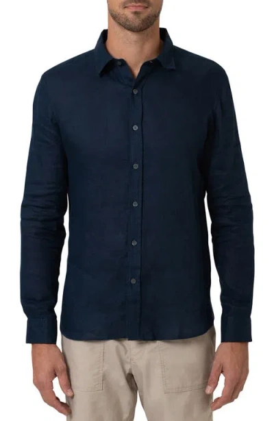 Mavi Jeans Solid Indigo Linen Button-up Shirt In Purple