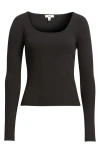Mavi Jeans Square Neck Long Sleeve T-shirt In Black