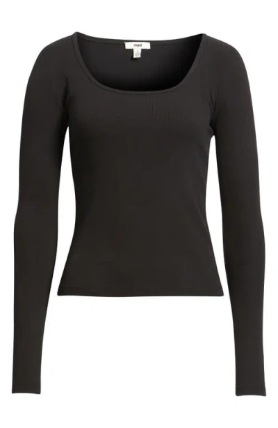 Mavi Jeans Square Neck Long Sleeve T-shirt In Black