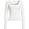 Mavi Jeans Square Neck Long Sleeve T-shirt In White