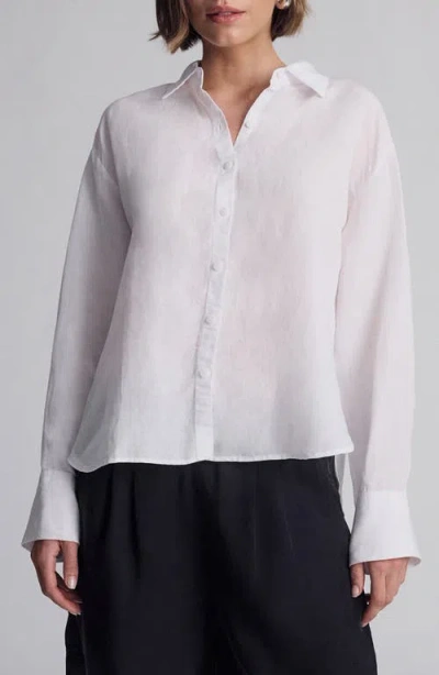 Mavi Jeans Step Hem Button-up Shirt In White