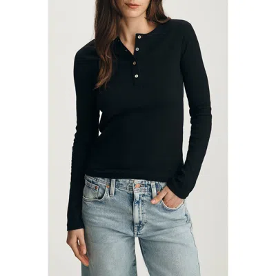 Mavi Jeans Stretch Cotton Rib Henley In Blue