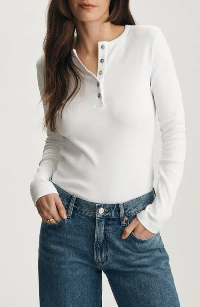 Mavi Jeans Stretch Cotton Rib Henley In White
