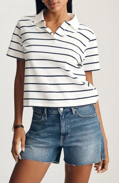 Mavi Jeans Stripe Boxy Crop Polo T-shirt In Multi