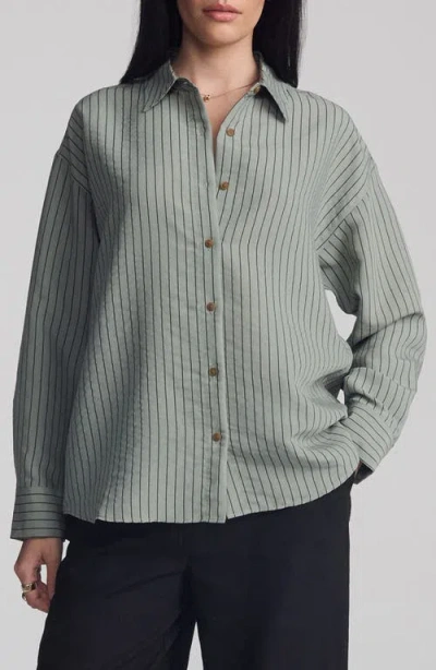 Mavi Jeans Stripe Button-up Shirt In Brown
