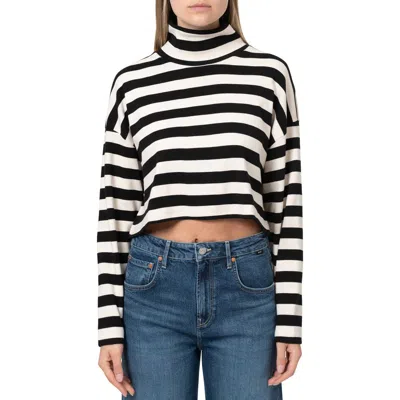 Mavi Jeans Stripe Jersey Crop Top In Black Stripe