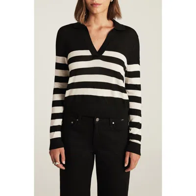 Mavi Jeans Stripe Polo Sweater In Black