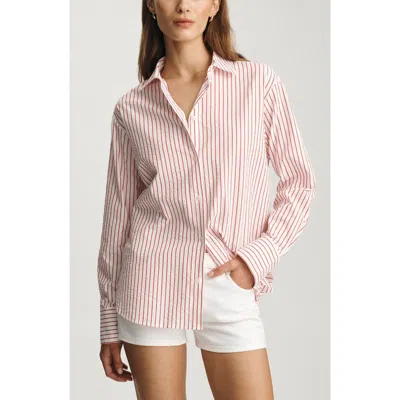 Mavi Jeans Stripe Relaxed Fit Stretch Cotton Button-up Shirt In Multi