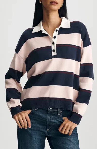 Mavi Jeans Stripe Rugby Polo Sweater In Black