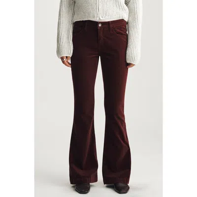 Mavi Jeans Sydney Mid Rise Flare Velvet Pants In Burgundy