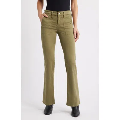Mavi Jeans Vicky Patch Pocket Mid Rise Bootcut Sateen Pants In Green