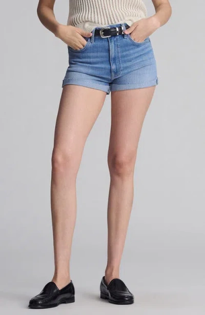 Mavi Jeans Vivia Cuffed Raw Hem Denim Shorts In Blue