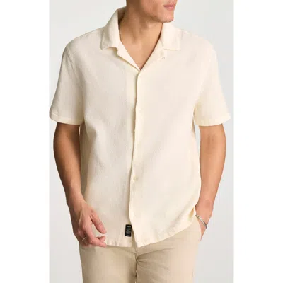Mavi Jeans Waffle Knit Camp Shirt In Neutral