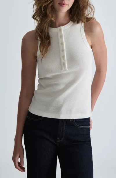 Mavi Jeans Waffle Knit Henley Tank In Antique White