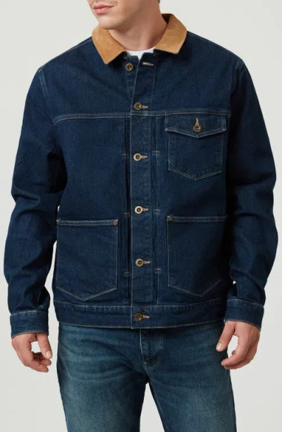 Mavi Jeans Willy Corduroy Collar Denim Jacket In Deep Blue Denim