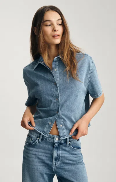 Mavi Jessie Denim Shirt In Mid Move In Blue