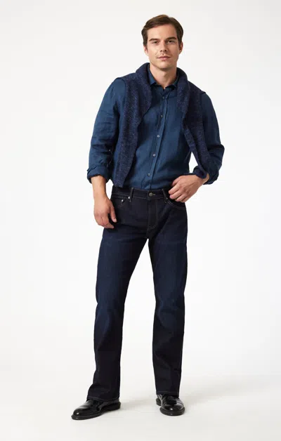 Mavi Josh Bootcut Jeans In Rinse Brushed Williamsburg In Dark Blue