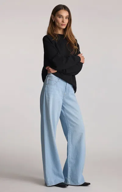 Mavi Joy Wide Leg In Light Linen Denim In Blue
