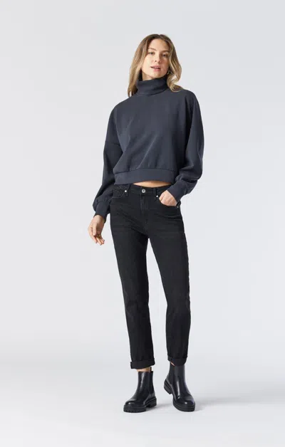 Mavi Kathleen High Rise, Slim Boyfriend In Black Feather Blue