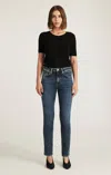 Mavi Kathleen Slim Boyfriend In  Brushed Feather Blue In Black