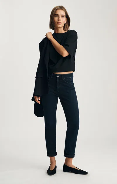 Mavi Kathleen Slim Boyfriend In Ink Feather Luxe In Blue