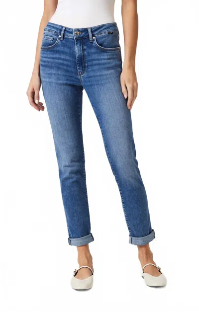 Mavi Kathleen Slim Boyfriend Jeans In Mid Brushed Feather Blue